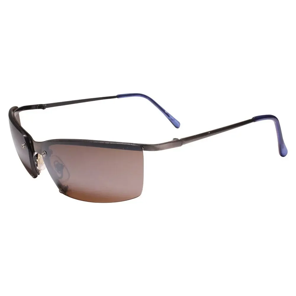 Classic Retro Stylish Semi Rimless Rectangle Wrap 80s 90s Gunmetal Sunglasses